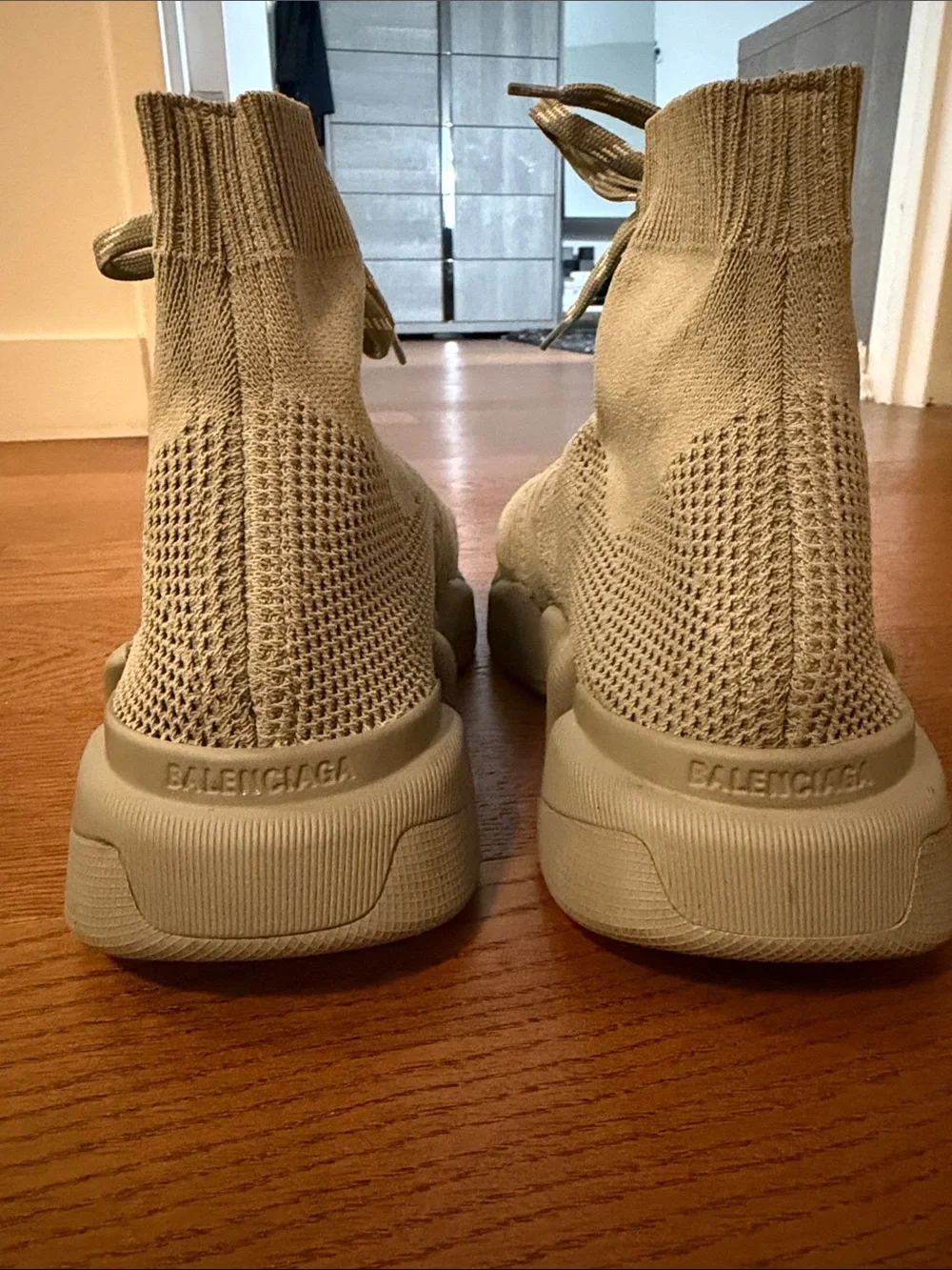 Balenciaga Grey Knit High-Top Sneakers
